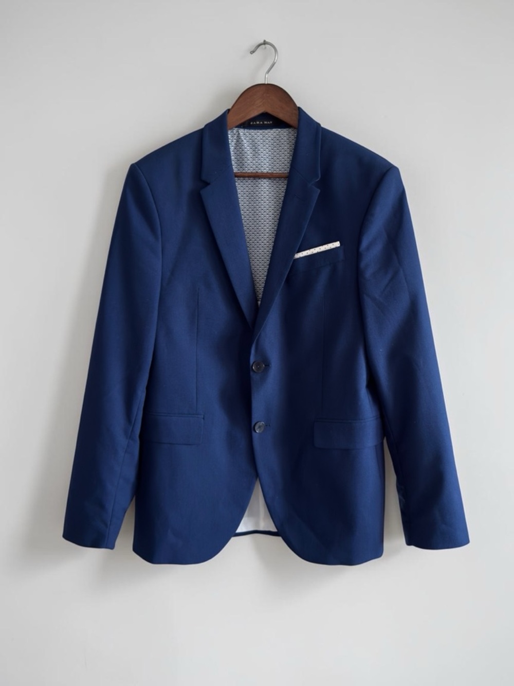 Zara Men's Royal Blue Two-Button Blazer